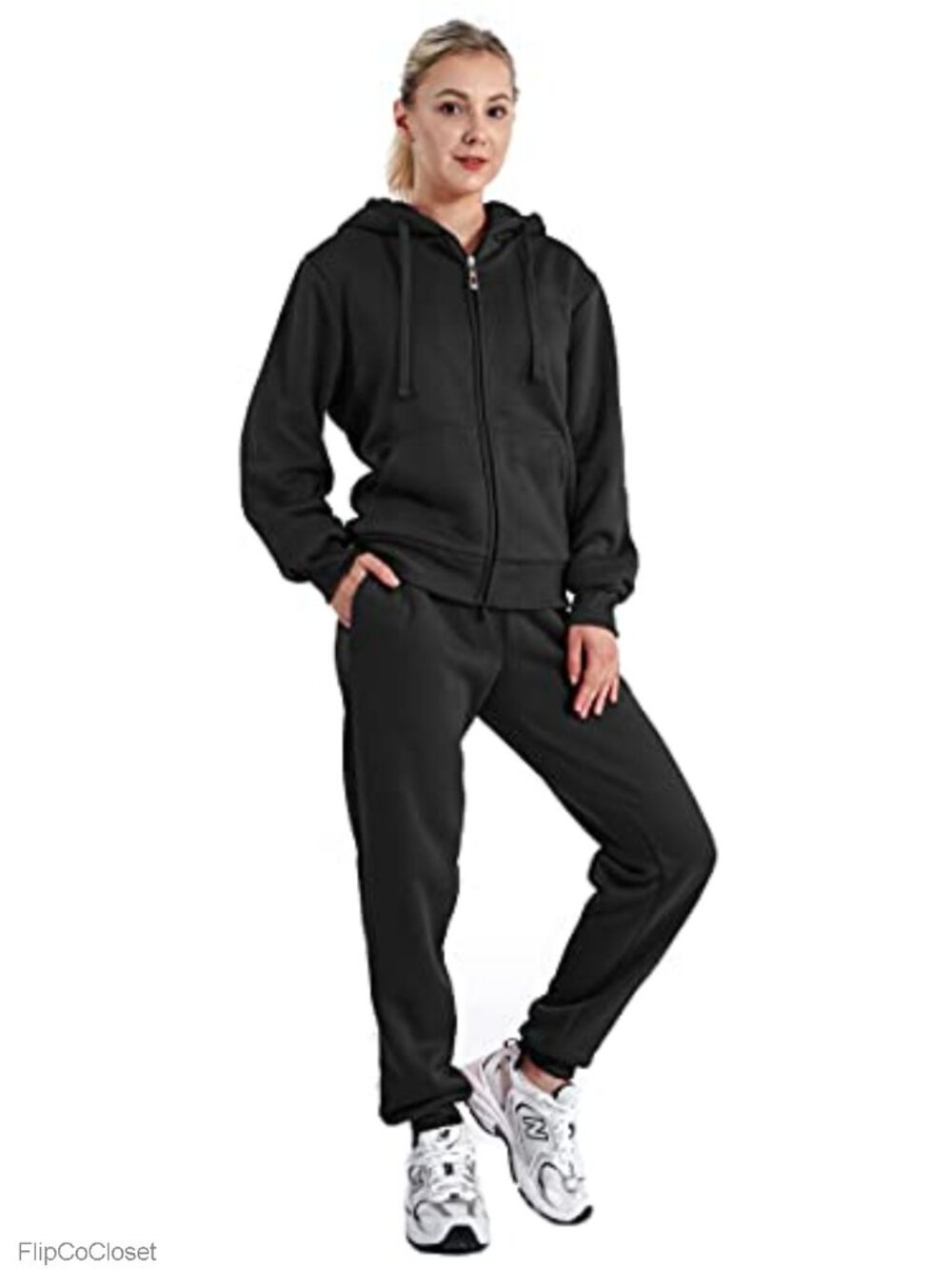 Women's Sherpa Lined Hoodie & Jogger Sweatsuit 2 Piece Tracksuit Set